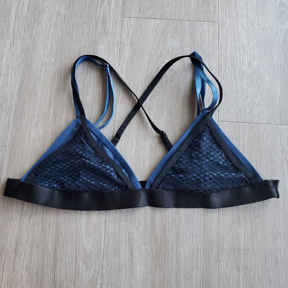 Urban Outfitters Out From Under Blue and Black Triangle Strappy Mesh bralette - Picture 2 of 9